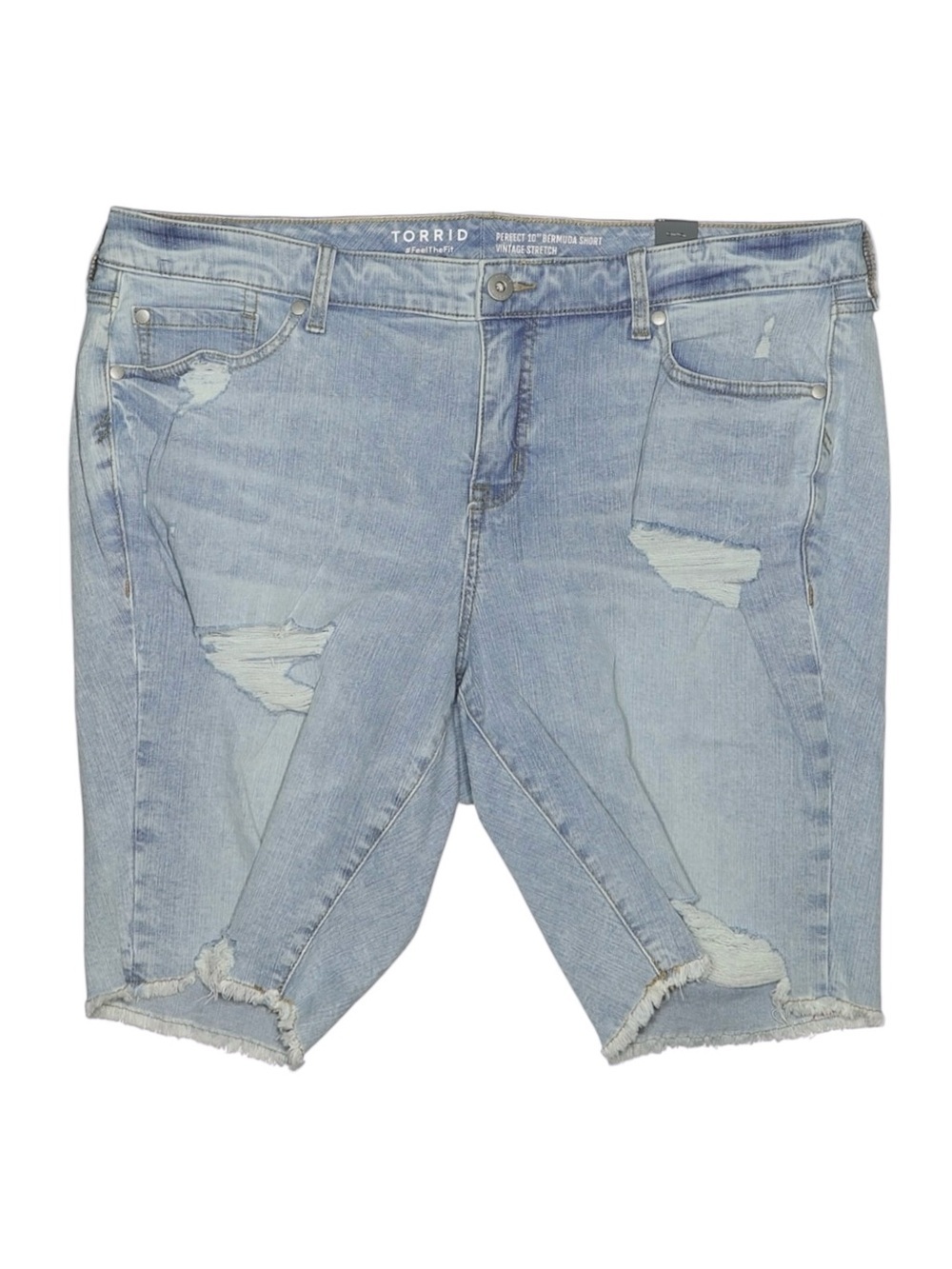 Torrid Size 18 Bermuda Shorts Distressed Light Wash Stretch Denim NWT